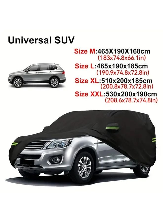 Universal SUV M Size Car Cover Outdoor All Seasons Sun UV Protection Black - Image 2